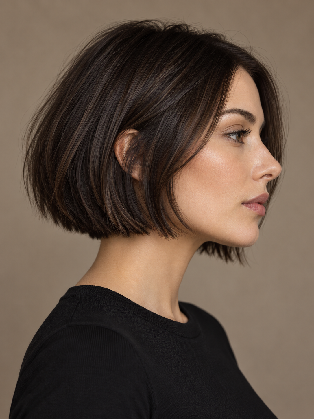 Illustrative precision brunette bob